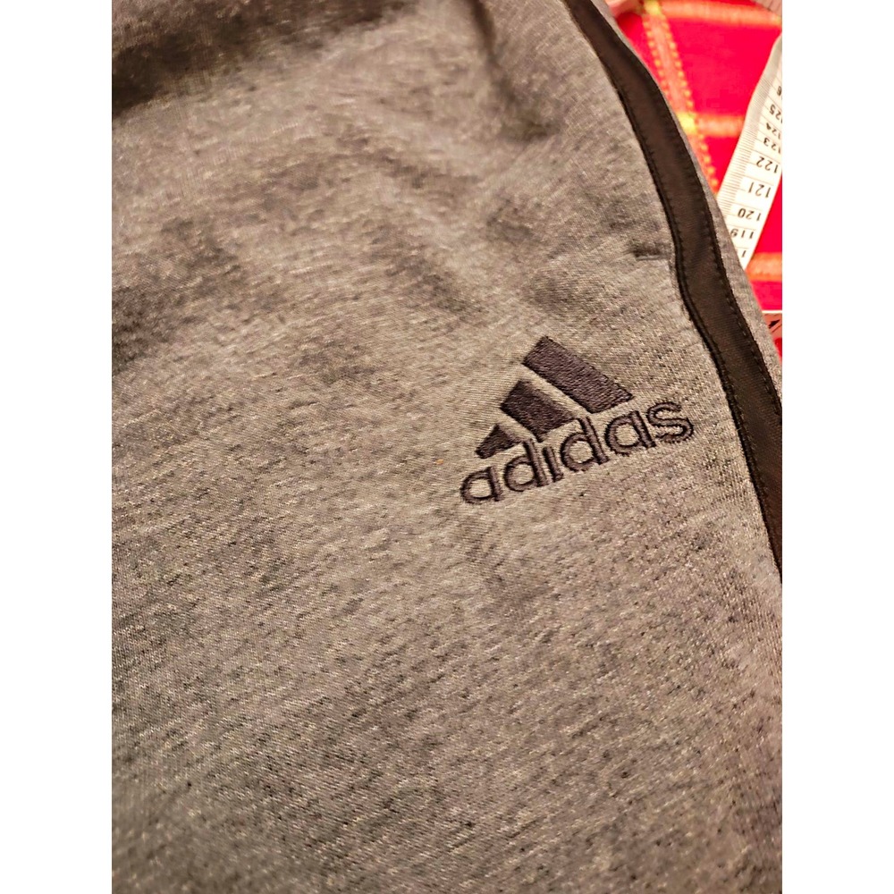 Adidas Mens XL Gray Fleece Sweatpants Black Side Stripe Open Hem Athletic Pants